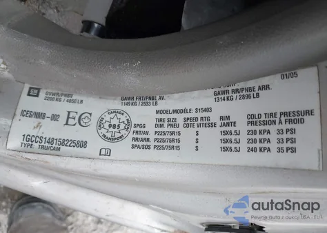 2005 Chevrolet Colorado Ls z USA, uszkodzony, nr VIN 1GCCS148158225808